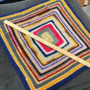 Colorful Crochet Blanket vintage from Grandma 70’s Afghan throw